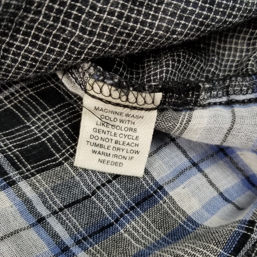 Westbound Button Up Shirt Women's Petite Medium PM Blue Black Plaid Long Sleeves - Picture 7 of 9